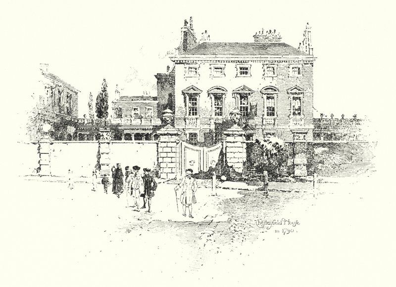 Chesterfield House, Londyn, w 1790 r. (lito) autorstwa Herbert (after) Railton