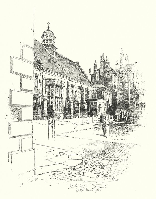 Coney Court, Grays Inn, w 1780 r. (lito) autorstwa Herbert (after) Railton