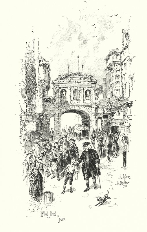 Dr Johnson, Fleet Street, Londyn, 1780 (lito) autorstwa Herbert (after) Railton