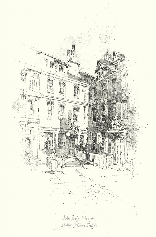 Dr Johnson’s House, Johnson’s Court, Fleet Street, Londyn (lito) autorstwa Herbert (after) Railton