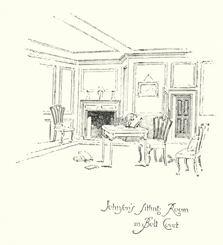 Salon doktora Johnsona w Bolt Court w Londynie (lito) autorstwa Herbert (after) Railton