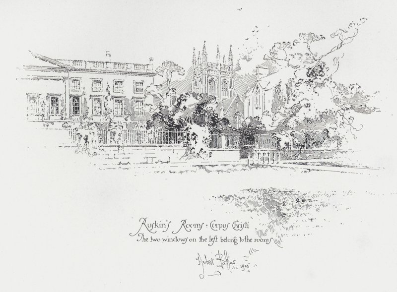 Pokoje angielskiego krytyka sztuki Johna Ruskina w Corpus Christi College w Oksfordzie (lito) autorstwa Herbert (after) Railton