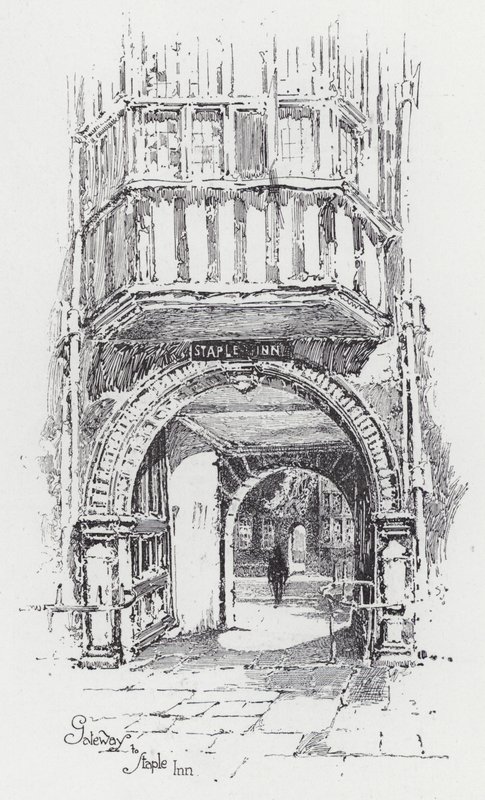 Brama do Staple Inn (grawerunek) autorstwa Herbert (after) Railton