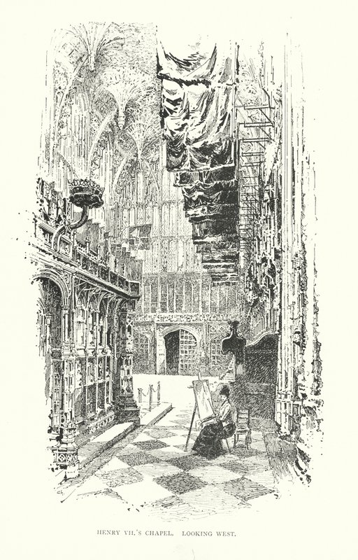 Kaplica Henryka VII, patrząc na zachód (litografia) autorstwa Herbert (after) Railton