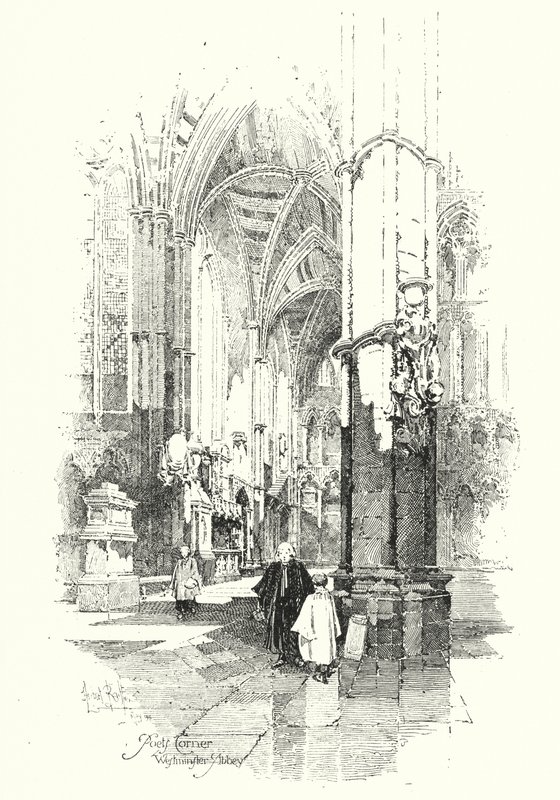 Poet’s Corner, Westminster Abbey, Londyn (lito) autorstwa Herbert (after) Railton