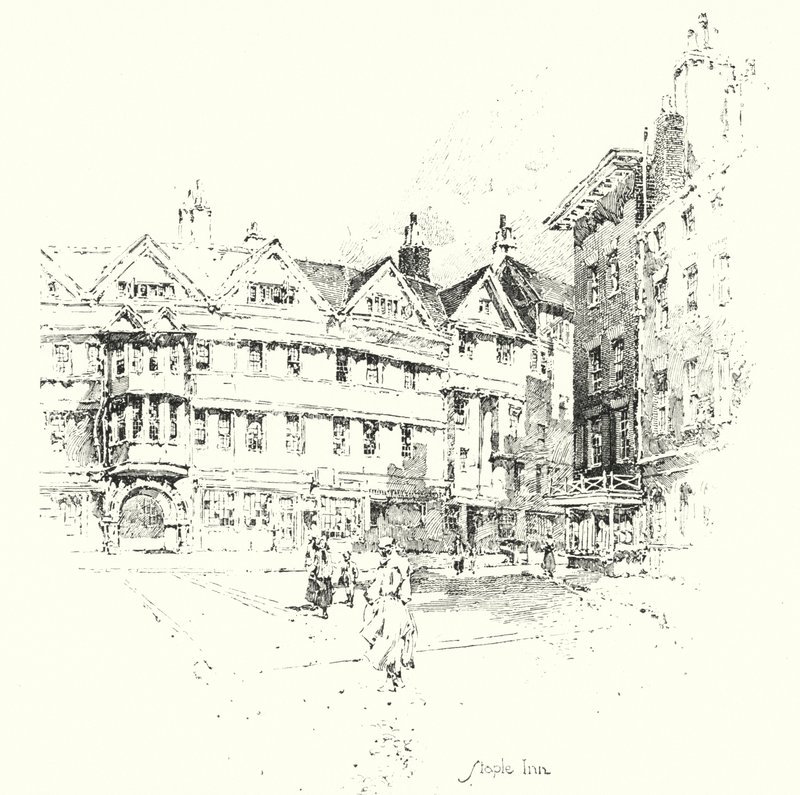 Staple Inn, Londyn (lito) autorstwa Herbert (after) Railton