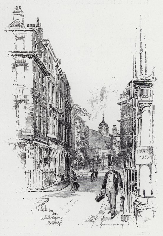 Staple Inn z Southampton Buildings (grawerowanie) autorstwa Herbert (after) Railton