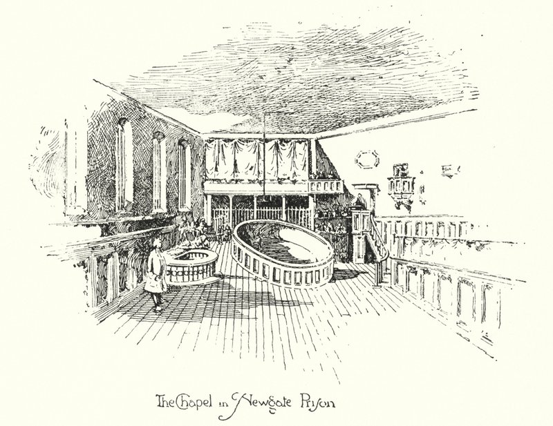 Kaplica, więzienie Newgate, Londyn (lito) autorstwa Herbert (after) Railton