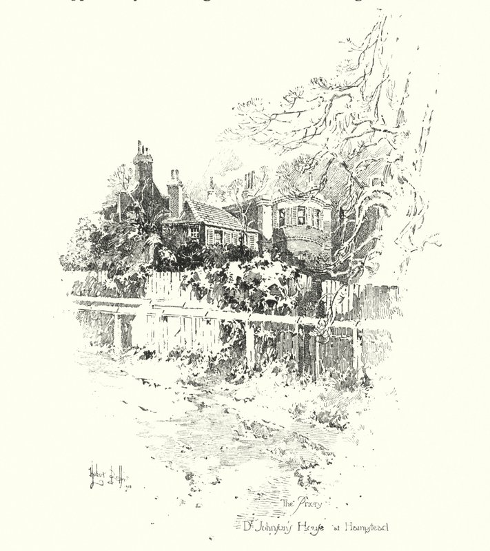 The Priory, Dr Johnson’s House, Hampstead, Londyn (lito) autorstwa Herbert (after) Railton