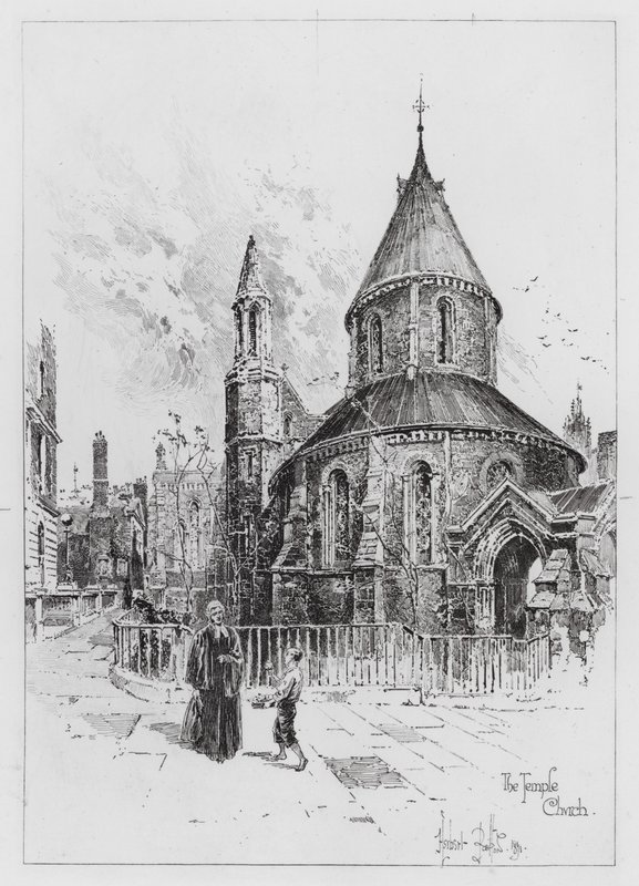 Kościół Świątyni (rycina) autorstwa Herbert (after) Railton
