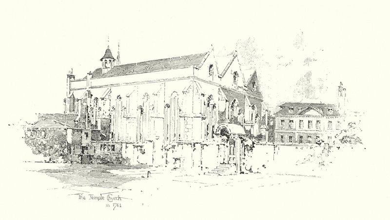 Kościół Temple, Londyn, 1761 (lito) autorstwa Herbert (after) Railton