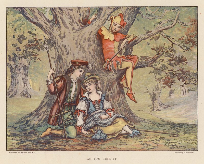 Szekspir dla młodzieży: Jak wam się podoba (kolorowa litografia) autorstwa Herbert (after) Sidney