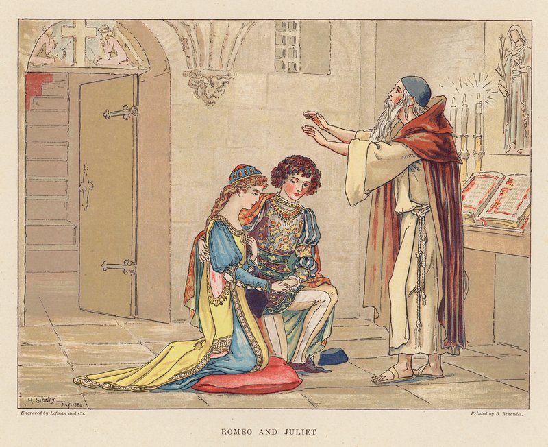 Szekspir dla młodzieży: Romeo i Julia (kolorowa litografia) autorstwa Herbert (after) Sidney