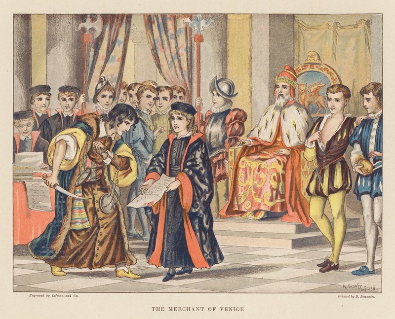 Szekspir dla młodzieży: Kupiec wenecki (kolorowa litografia) autorstwa Herbert (after) Sidney