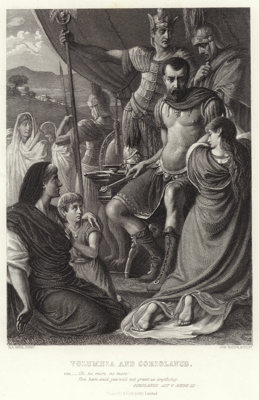 Volumnia i Coriolanus, Coriolanus, akt V, scena III autorstwa Herbert Alfred Bone