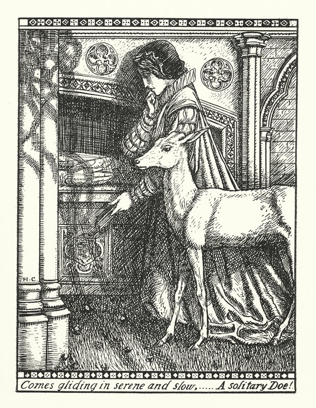 Biała łania z Rylston (rycina) autorstwa Herbert Cole