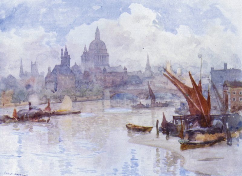 Blackfriars Reach (kolor lito) autorstwa Herbert Menzies (after) Marshall