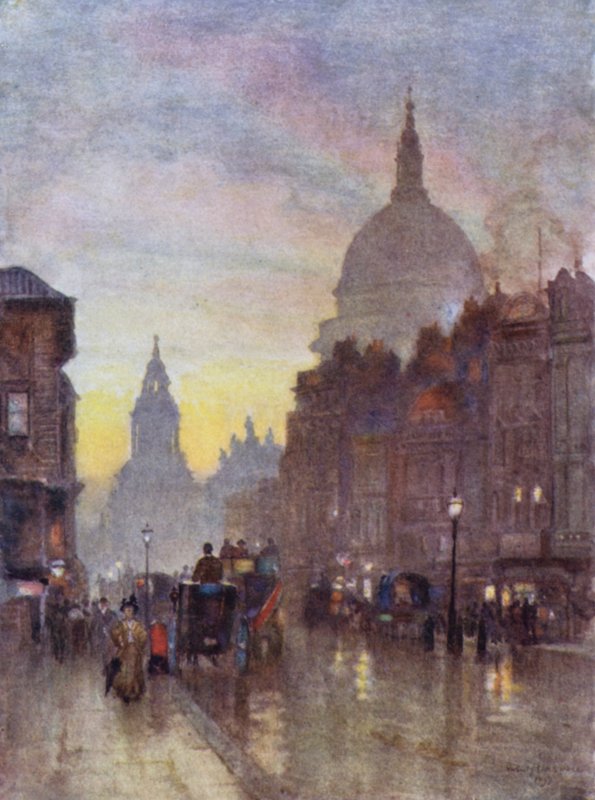 Cannon Street, letni wieczór (kolor lito) autorstwa Herbert Menzies (after) Marshall