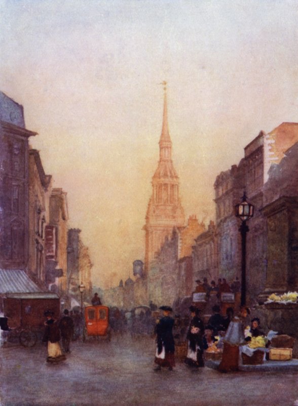 Cheapside, Bow Church w oddali (kolor lito) autorstwa Herbert Menzies (after) Marshall