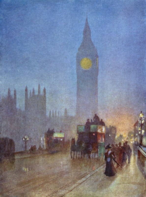 Na moście Westminster (kolor lito) autorstwa Herbert Menzies (after) Marshall