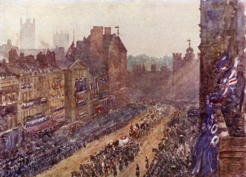 Pogrzeb królowej Wiktorii, 2 lutego 1901 (kolor lito) autorstwa Herbert Menzies (after) Marshall