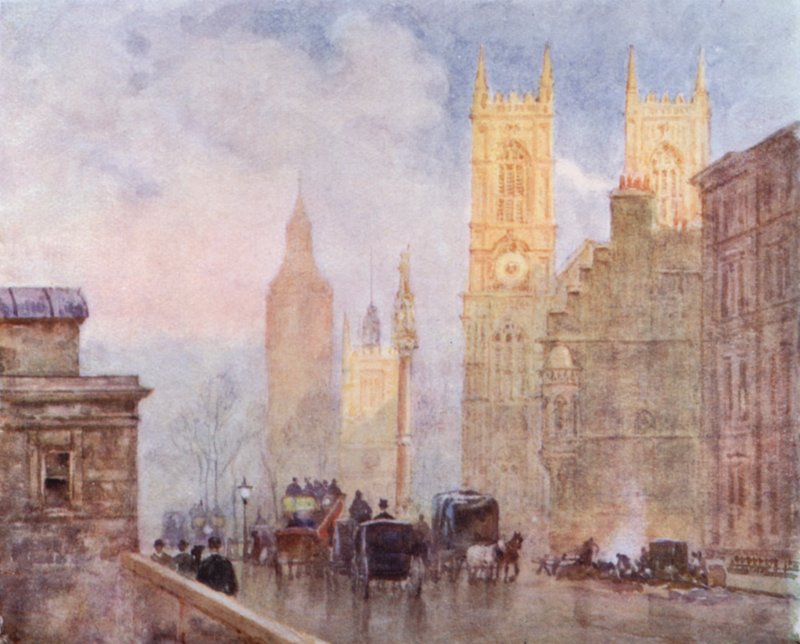 The End of Victoria Street, Westminster (kolor lito) autorstwa Herbert Menzies (after) Marshall