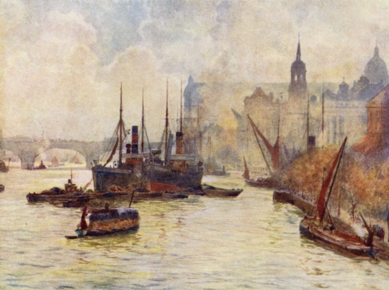 Widok z Tower Bridge (kolor lito) autorstwa Herbert Menzies (after) Marshall