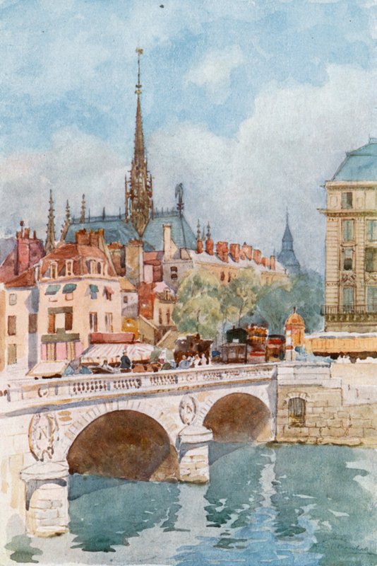 Pont St Michel i Ste Chapelle, Paryż autorstwa Herbert Menzies Marshall