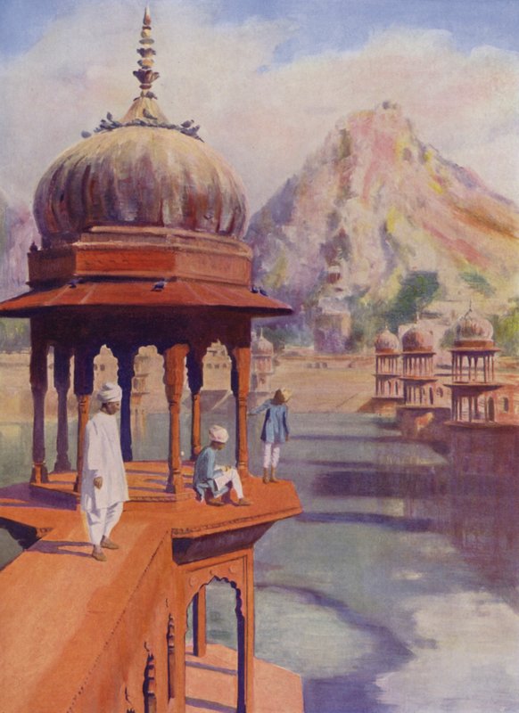 Sacred Tank, Alwar, Radżastan, Indie (kolorowe zdjęcie) autorstwa Herbert Ponting