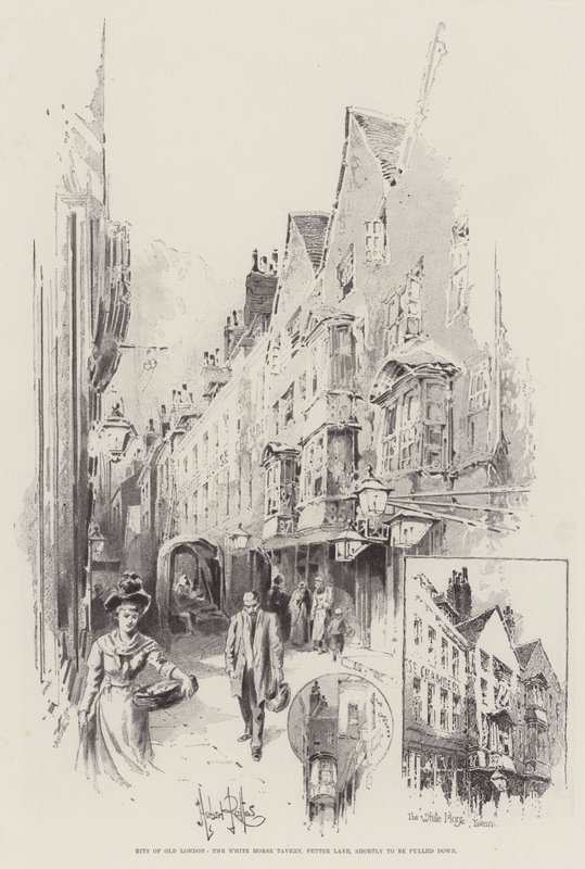 Bits of Old London, White Horse Tavern, Fetter Lane, wkrótce zostaną zburzone autorstwa Herbert Railton