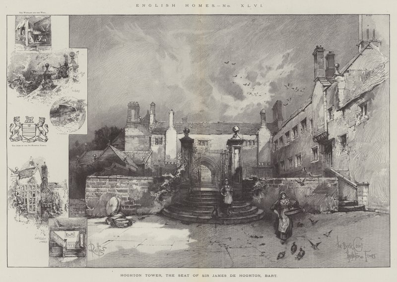 Hoghton Tower, siedziba Sir Jamesa de Hoghtona, Baroneta autorstwa Herbert Railton