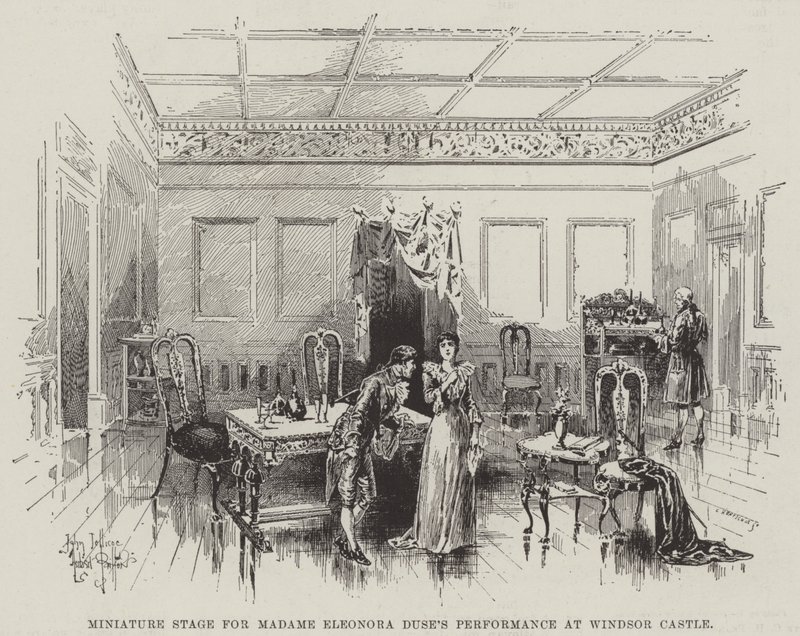 Miniaturowa scena do występu Madame Eleonory Duse na zamku Windsor autorstwa Herbert Railton