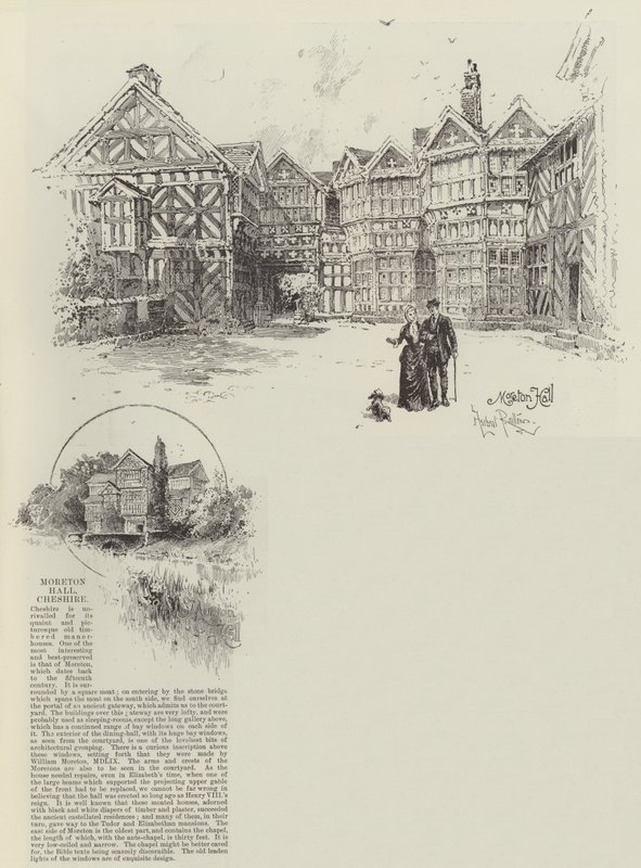 Moreton Hall w Cheshire autorstwa Herbert Railton