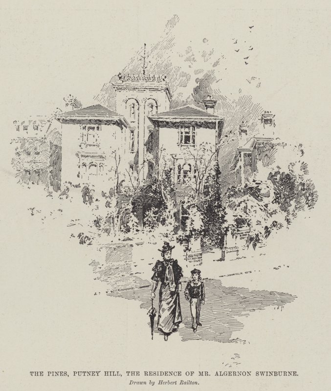 The Pines, Putney Hill, rezydencja pana Algernona Swinburne autorstwa Herbert Railton