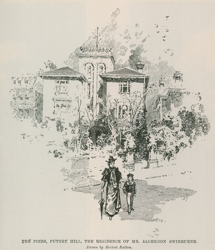 The Pines, Putney Hill, rezydencja pana Algernona Swinburne autorstwa Herbert Railton