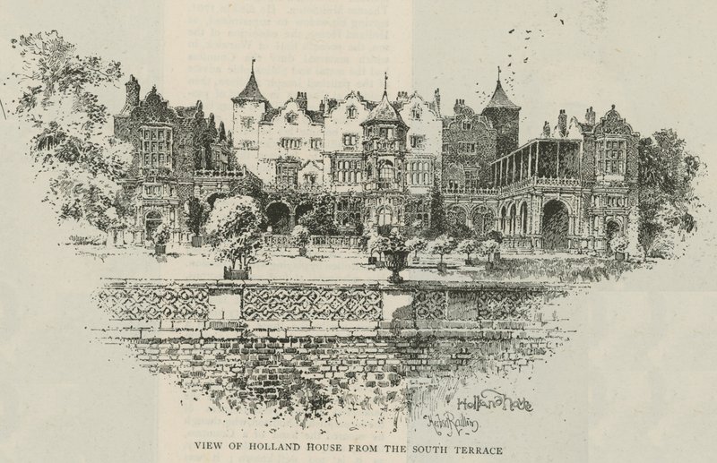 Widok na Holland House z południowego tarasu autorstwa Herbert Railton