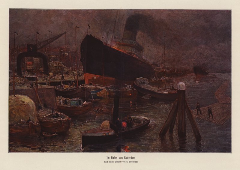 W porcie w Rotterdamie (kolorowa litografia) autorstwa Herman Heijenbrock