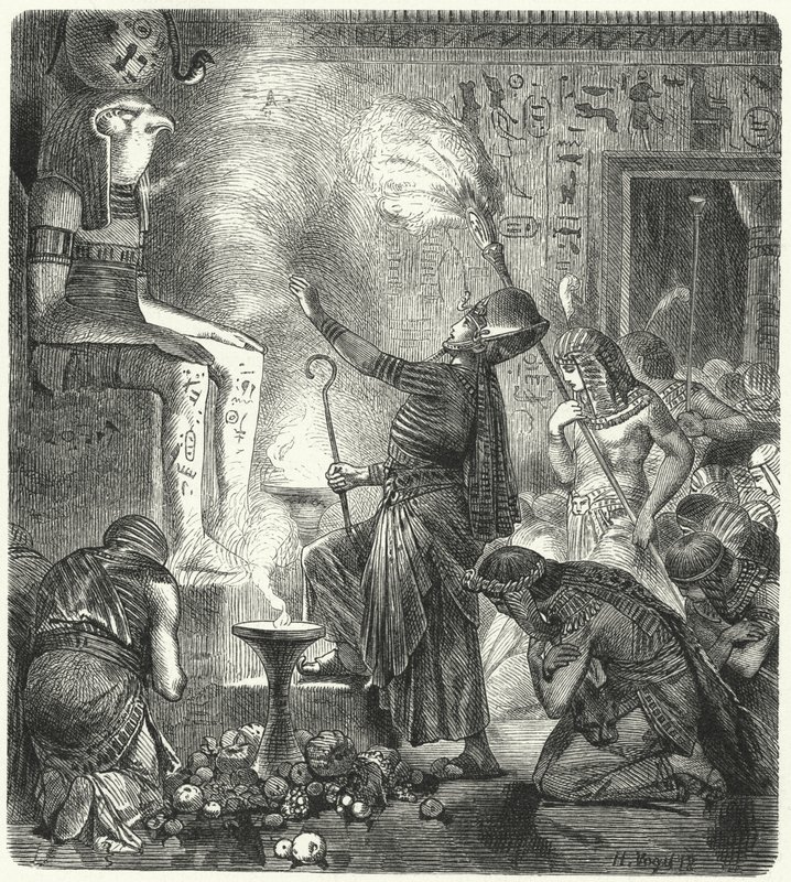 Młody egipski faraon w świątyni autorstwa Hermann Vogel