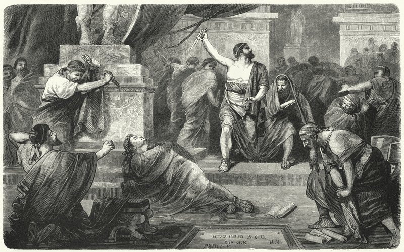 Brutus nad ciałem Juliusza Cezara, 44 pne autorstwa Hermann Vogel