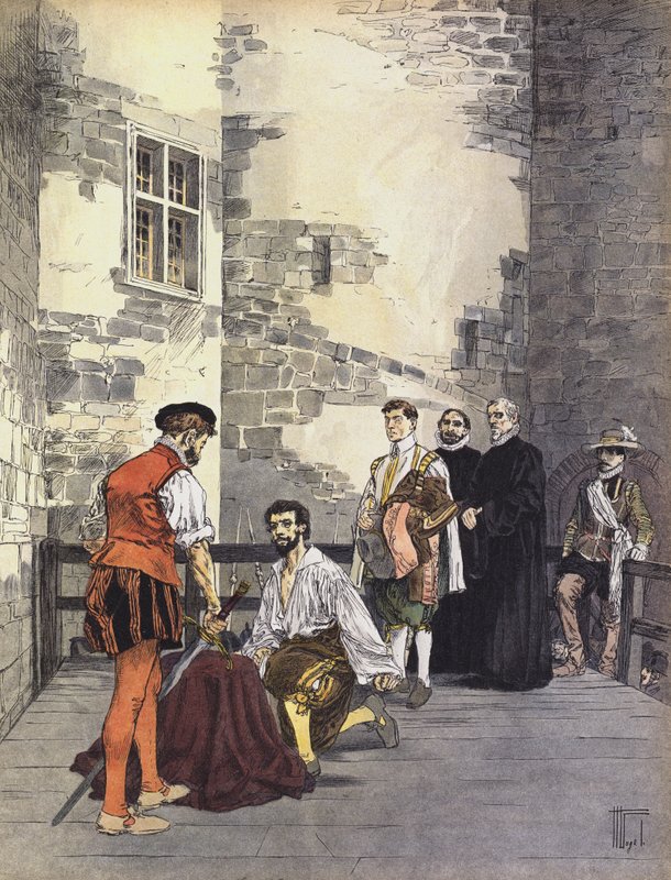 Egzekucja księcia bironskiego Karola de Gontauta za zdradę stanu w Bastylii, Paryż 1602 autorstwa Hermann Vogel