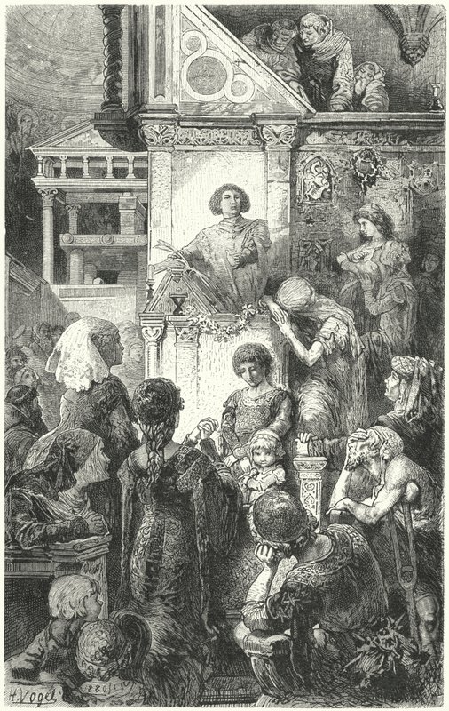 Giovanni Boccaccio recytujący Dantes Boską komedię mieszkańcom Florencji, XIV wiek autorstwa Hermann Vogel