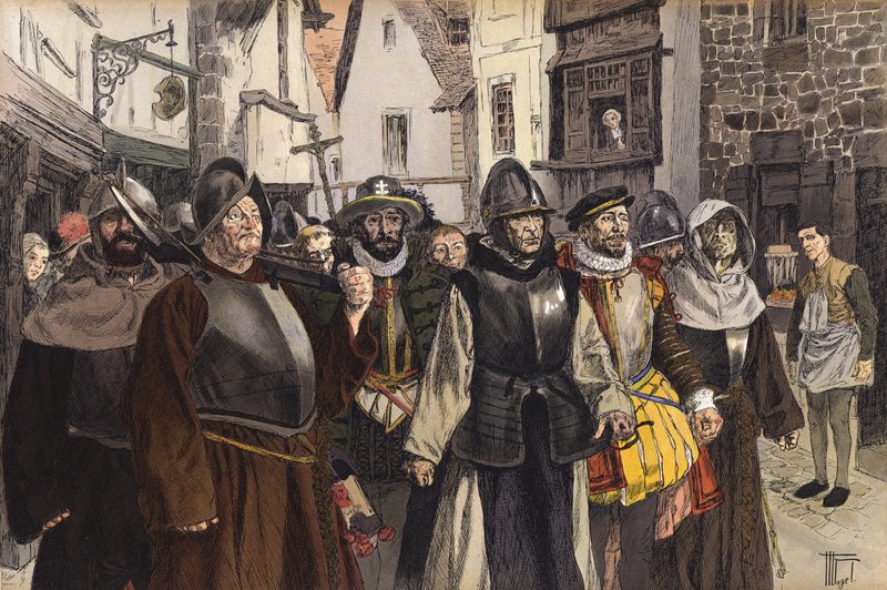 Procesja Ligi Katolickiej ulicami Paryża, 1590 autorstwa Hermann Vogel