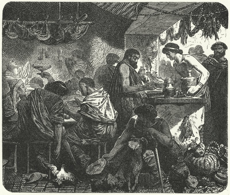 Scena w tawernie w starożytnym Rzymie autorstwa Hermann Vogel