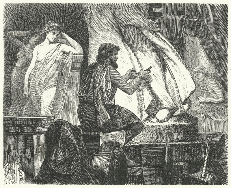 Pracownia ateńskiego rzeźbiarza Praksytelesa autorstwa Hermann Vogel