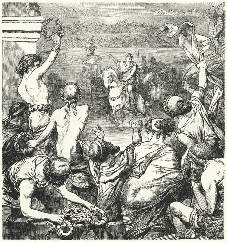Tytus Quinctius Flaminius ogłasza wolność państw greckich, 196 pne autorstwa Hermann Vogel