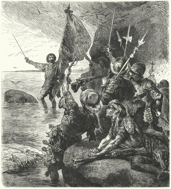 Vasco Nunez de Balboa twierdzi, że Ocean Spokojny dla Hiszpanii, 1513 autorstwa Hermann Vogel