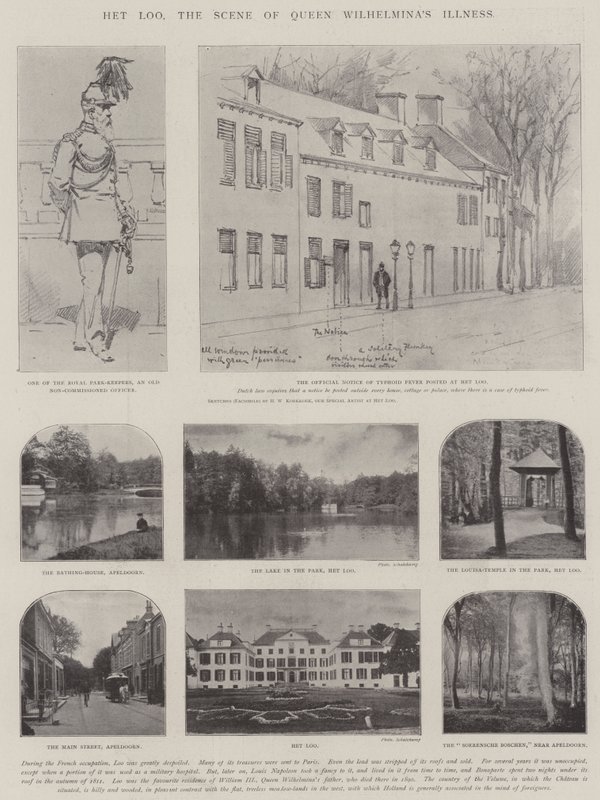 Het Loo, scena choroby królowej Wilhelminy autorstwa Hermanus Willem Koekkoek