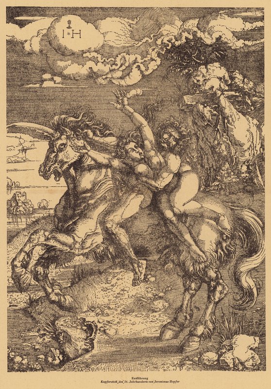 Porwanie kobiety (grawerowanie) autorstwa Hieronymus Hopfer