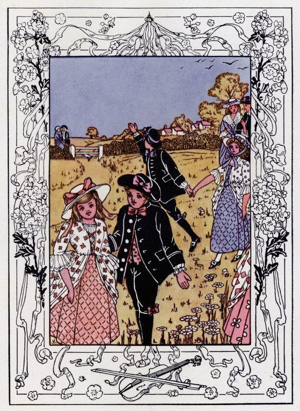 Come Lasses and Lads (litografia kolorowa) autorstwa Hilda Broughton