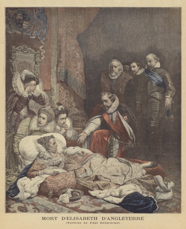 Śmierć Elżbiety I, królowej Anglii autorstwa Hippolyte Delaroche